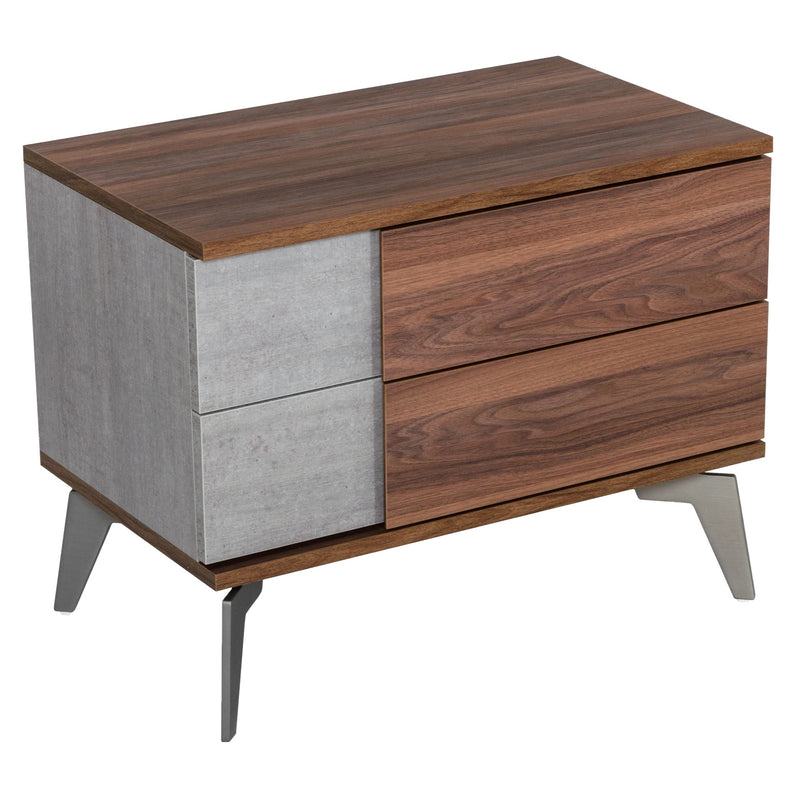 Palermo - Italian Modern Faux Concrete & Walnut 4-Piece Bedroom Set — view 3