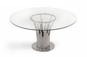 Paxton - Modern Round Glass & Stainless Steel Dining Table — view 4
