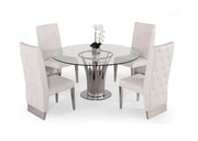 Paxton - Modern Round Glass & Stainless Steel Dining Table