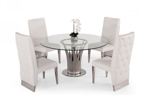 Paxton - Modern Round Glass & Stainless Steel Dining Table