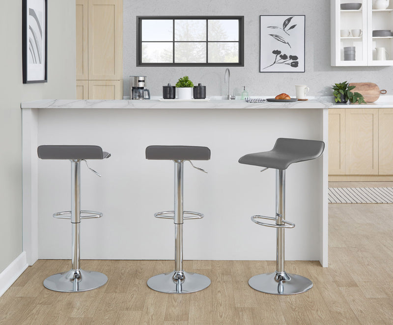 Set of two Lumi Source Ale contemporary adjustable barstools with wooden seats and metal legs, perfect for modern kitchens or bars.