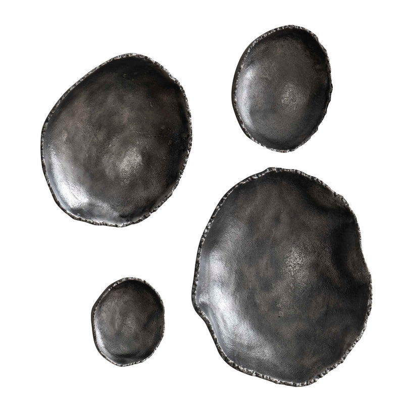 Set of four Uttermost Lucky Coins wall bowls for decor, featuring gold-toned, textured surfaces perfect for wall display.