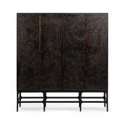 Rust Noir tall accent cabinet by Classic Home, featuring sleek design and spacious storage in a modern, stylish furniture piece.