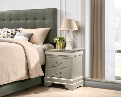Louis Phillipe wood accent nightstand by Glory Furniture, featuring a sleek design with a smooth finish and sturdy construction.