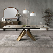 Malika - Ceramic Top Dining Table - Gray & Copper Cross Brushed - R&R Furniture Gallery (Fountain Valley, CA)