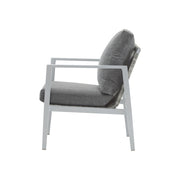 Noble House modern lounge arm chair with rope accents and cushions, featuring a sleek design and comfortable seating.