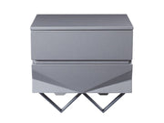 Duke Modern Grey Velvet & Black Gun Chrome 4-Piece Bedroom Set — view 3