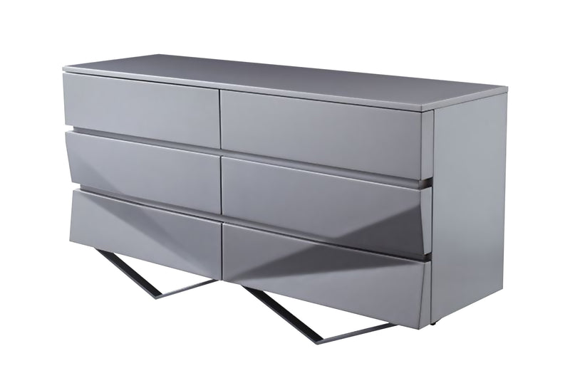 Duke Modern Grey & Black Gun Chrome Dresser — view 2
