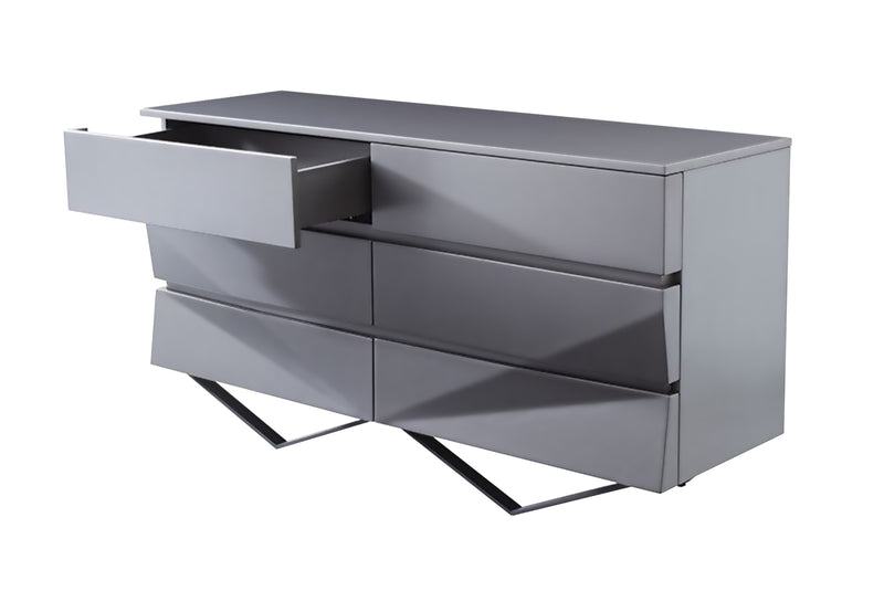 Duke Modern Grey & Black Gun Chrome Dresser — view 3