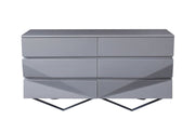 Duke Modern Grey Velvet & Black Gun Chrome 4-Piece Bedroom Set — view 4