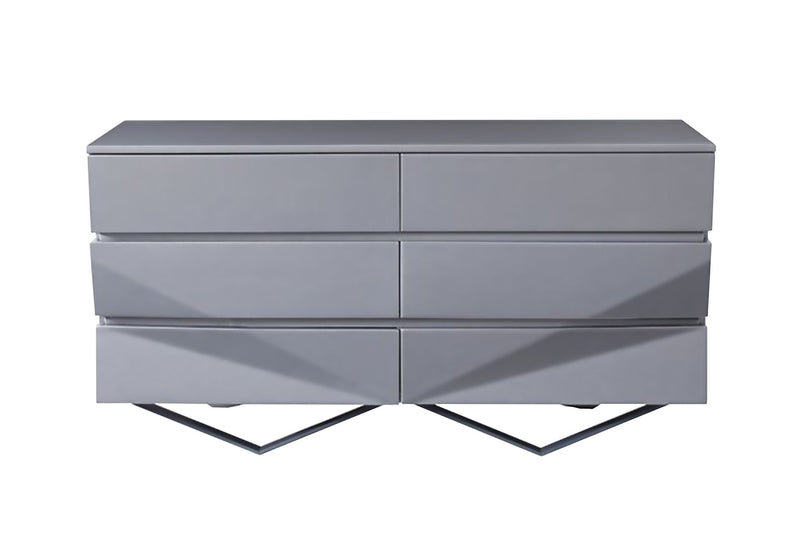 Duke Modern Grey Velvet & Black Gun Chrome 4-Piece Bedroom Set — view 4