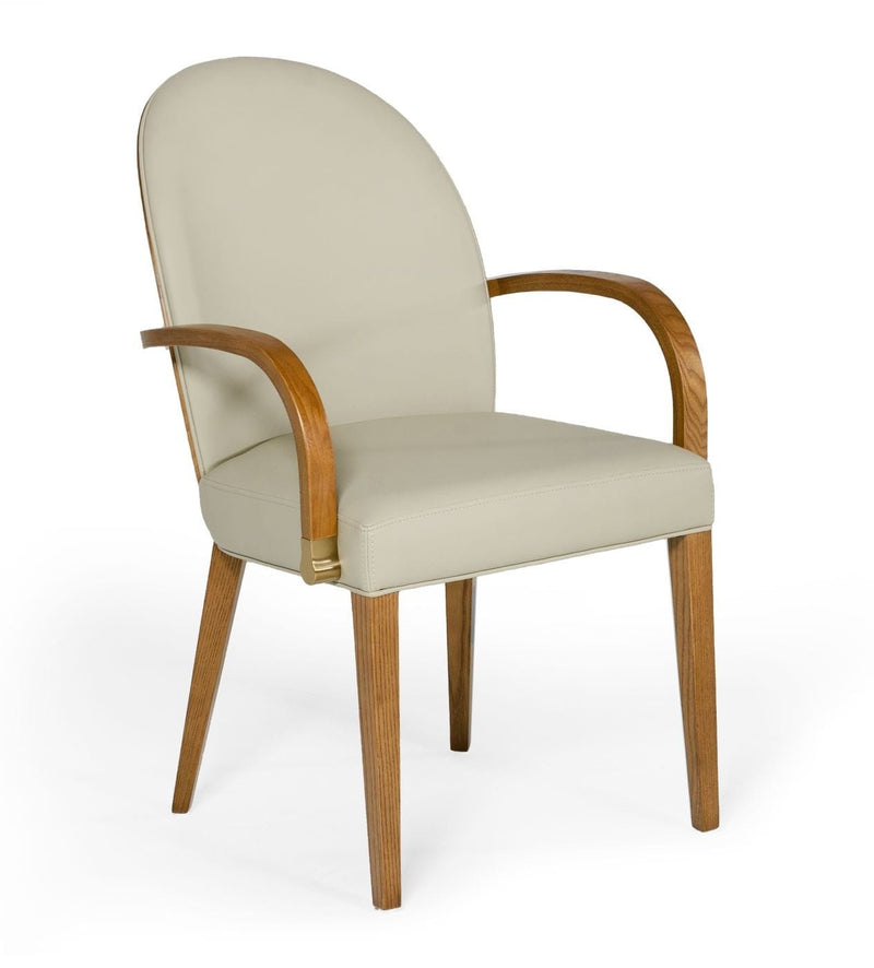 Rexford Modern Taupe & Walnut Dining Armchair — view 5