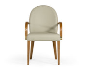 Rexford Modern Beige & Walnut Dining Armchair