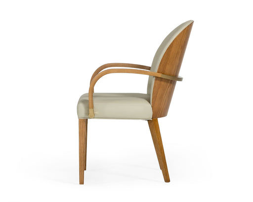 Rexford Modern Beige & Walnut Dining Armchair — view 2