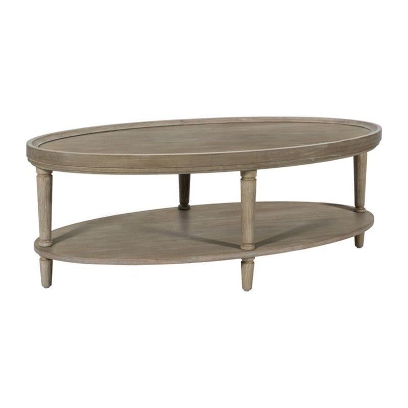 Bedford - Oval Coffee Table With Shelf - Natural - R&R Furniture Gallery (Fountain Valley, CA)