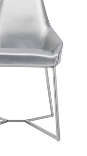 Sarah Modern Pearl Grey Leatherette Dining Chair (Set of 2) — view 3