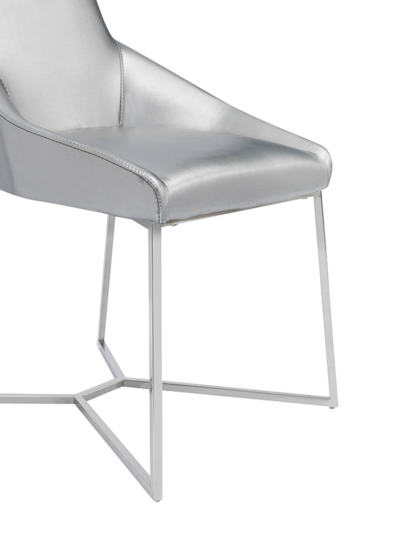 Sarah Modern Pearl Grey Leatherette Dining Chair (Set of 2) — view 2