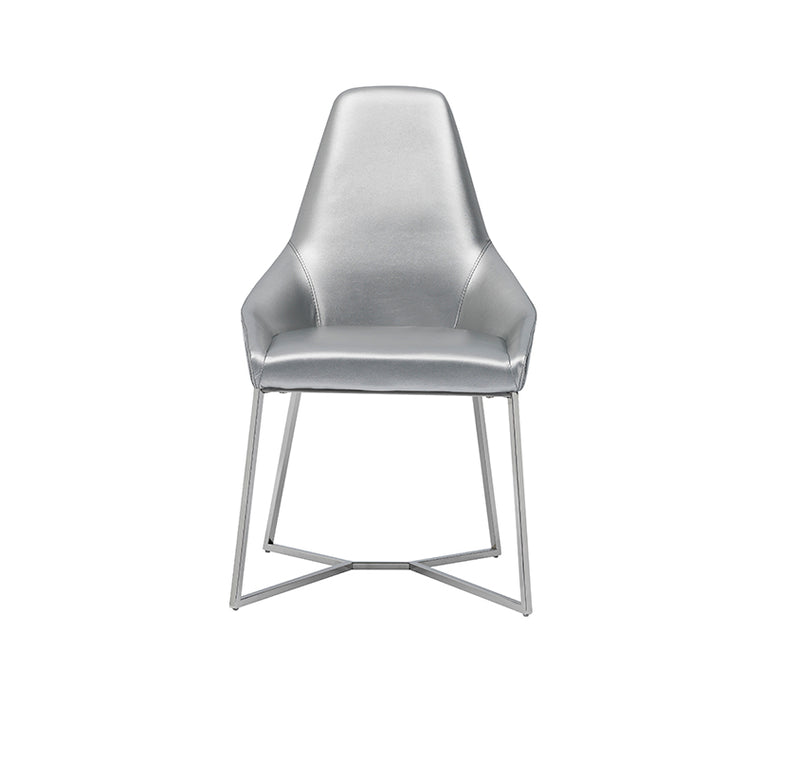 Sarah Modern Pearl Grey Leatherette Dining Chair (Set of 2)