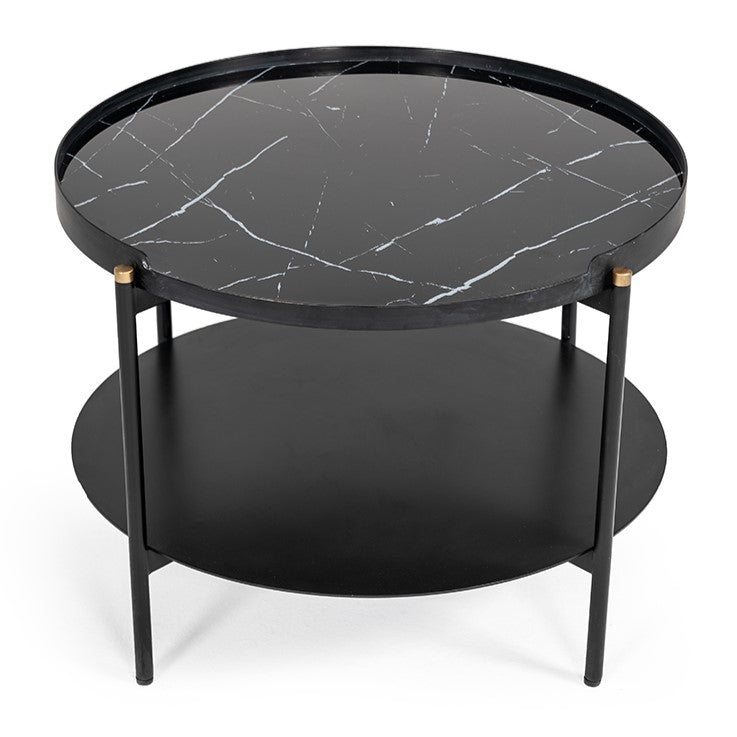 Randal Modern Round Black Metal Coffee Table — view 2