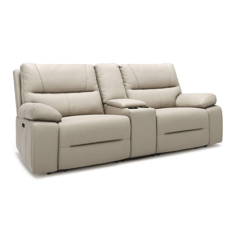 Malibu - Modern Power Motion 3 Piece Reclining Loveseat Sofa With Cup Holders - Cream Taupe Beige - R&R Furniture Gallery (Fountain Valley, CA)