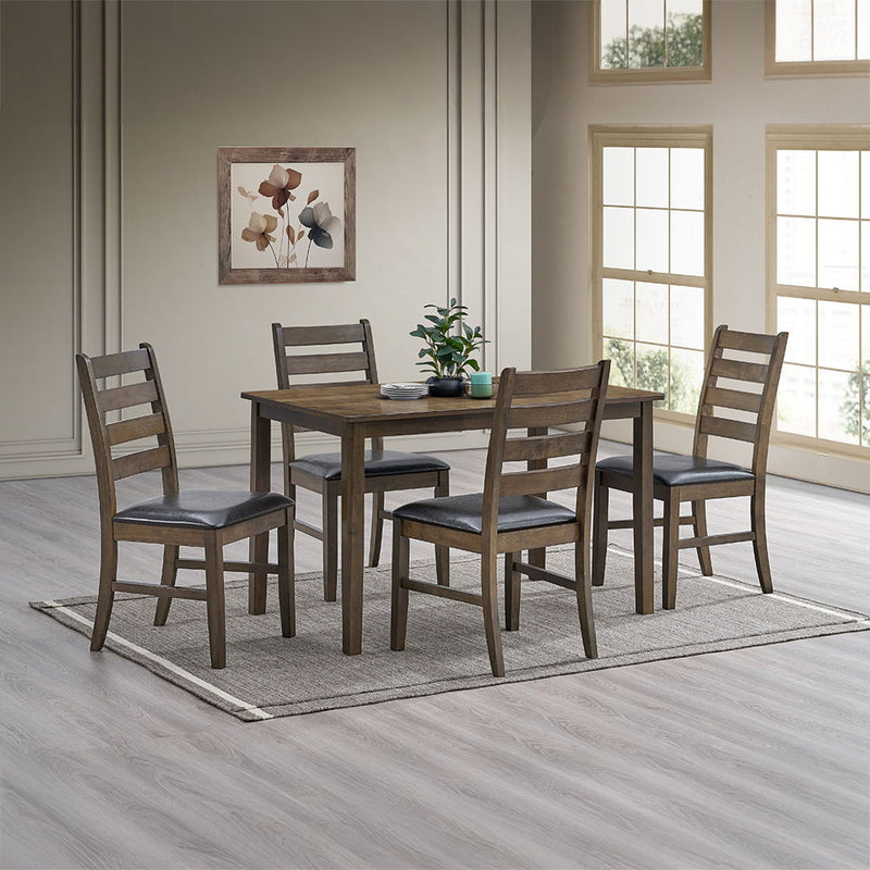Damica - Side Chair (Set of 2) - Brown Synthetic Leather & Walnut - R&R Furniture Gallery (Fountain Valley, CA)
