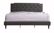 Button tufted upholstered bed by Glory Furniture, cozy design with plush fabric, perfect for comfortable bedroom spaces.