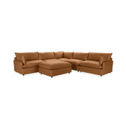 Classic Home Caplan 6-piece modular sectional with ottoman, featuring contemporary fabric upholstery and versatile living room arrangement.