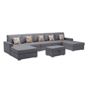 Nolan - Fabric 6 Piece Sectional Sofa With Pillows And Interchangeable Legs - R&R Furniture Gallery (Fountain Valley, CA)