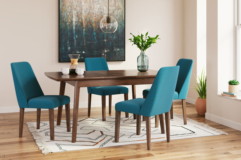 Lyncott Butterfly Extension Table Set from Signature Design by Ashley®, 5-piece dining room set with a rectangular table and matching chairs.