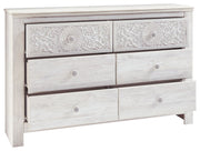Paxberry - Six Drawer Dresser - Medallion Drawer Pulls - Whitewash - R&R Furniture Gallery (Fountain Valley, CA)