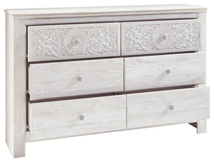 Paxberry - Six Drawer Dresser - Medallion Drawer Pulls - Whitewash - R&R Furniture Gallery (Fountain Valley, CA)