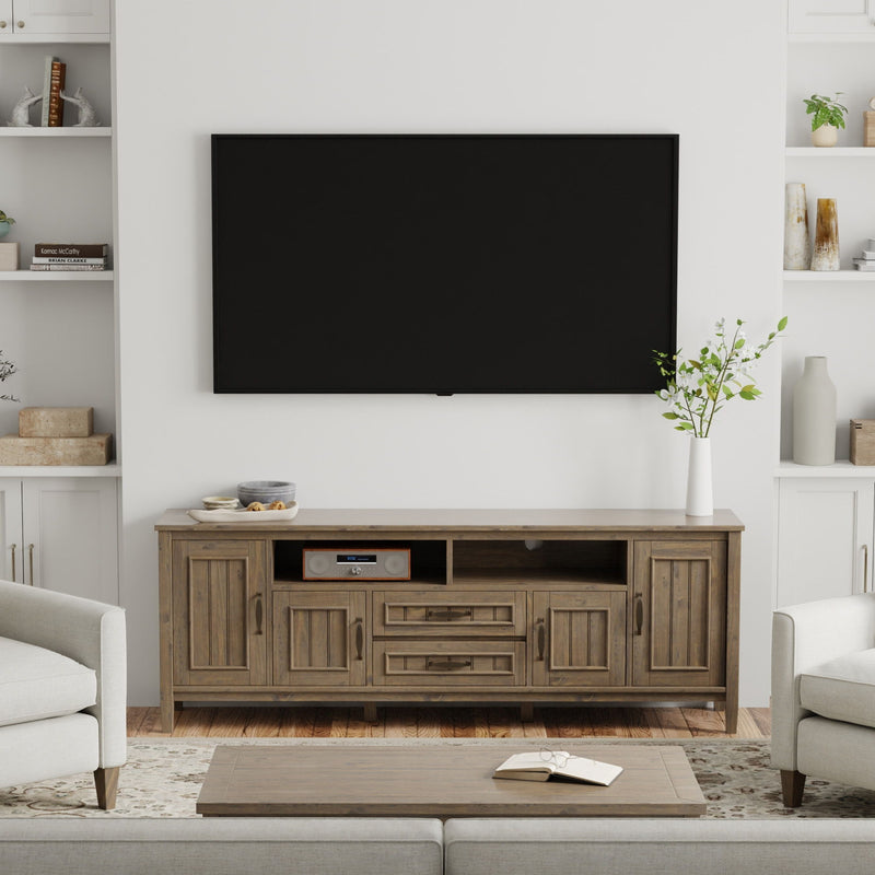 Lev - Handcrafted TV Media Stand - Smoky Brown - R&R Furniture Gallery (Fountain Valley, CA)