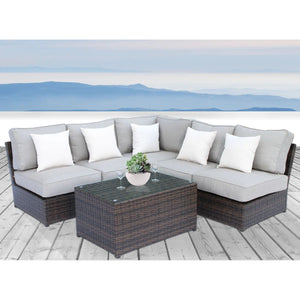 Handcrafted 4 Person Outdoor Seating Group With Plush Cushions - Espresso