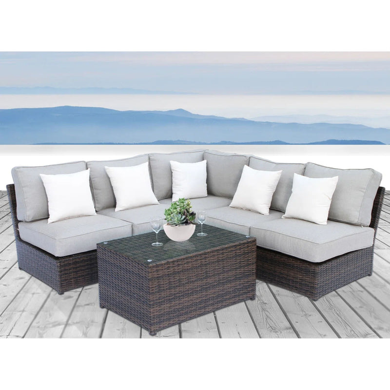 Comfortable Modern Patio Rattan Sectional Set With Cushions - R&R Furniture Gallery (Fountain Valley, CA)