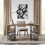Industrial Style Metal Frame Accent Desk With Side Shelving - Gray - R&R Furniture Gallery (Fountain Valley, CA)