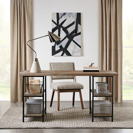 Industrial Style Metal Frame Accent Desk With Side Shelving - Gray - R&R Furniture Gallery (Fountain Valley, CA)