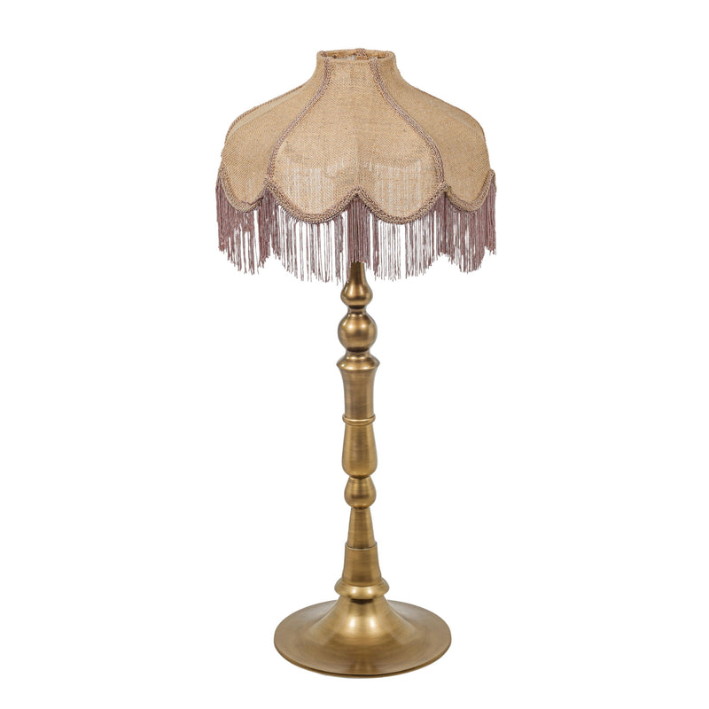 Buchanan - Jute Fringed Scalloped Table Lamp - Pink - R&R Furniture Gallery (Fountain Valley, CA)