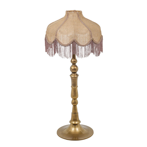 Buchanan - Jute Fringed Scalloped Table Lamp - Pink - R&R Furniture Gallery (Fountain Valley, CA)