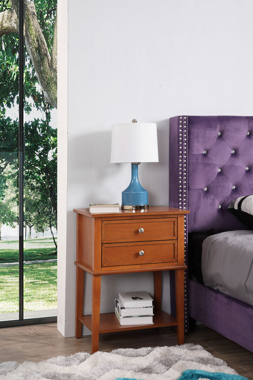 Contemporary nightstand by Glory Furniture with vibrant finish, featuring sleek design and modern accent style for bedroom decor.