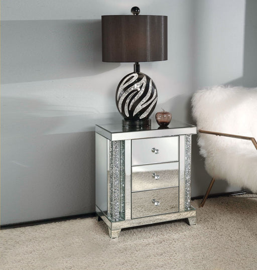 Noralie - 22" X 14" Accent Table - Mirrored & Faux Diamonds - R&R Furniture Gallery (Fountain Valley, CA)