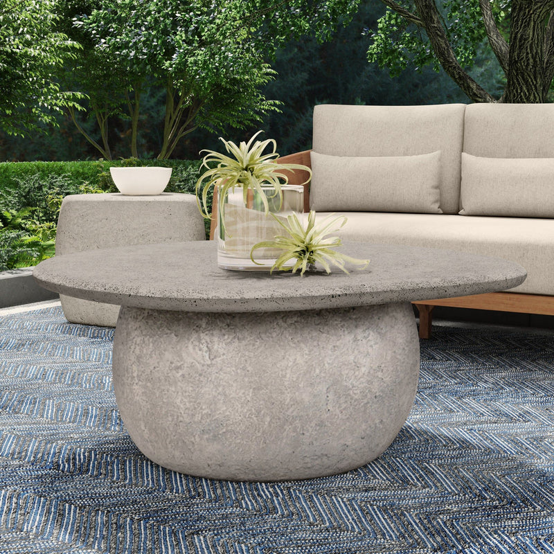 Britney - Outdoor Round Coffee Table - Light Gray - R&R Furniture Gallery (Fountain Valley, CA)