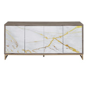 Paavan - Console Cabinet - White Marble Print Oak & Champagne - R&R Furniture Gallery (Fountain Valley, CA)