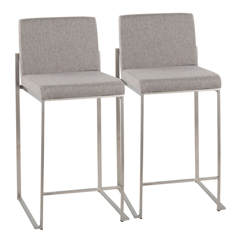 Lumi Source Fuji high back counter stool with contemporary design, featuring wooden legs and a comfortable upholstered seat.