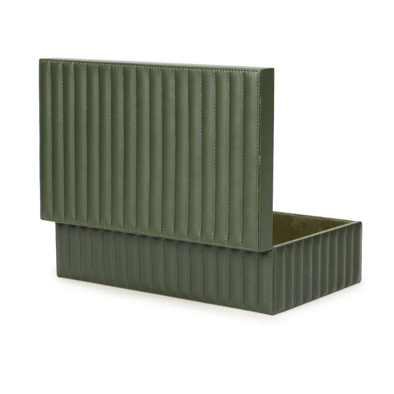 Eton - Ribbed Vegan Leather Hospitality Grade Storage Box - Green - R&R Furniture Gallery (Fountain Valley, CA)
