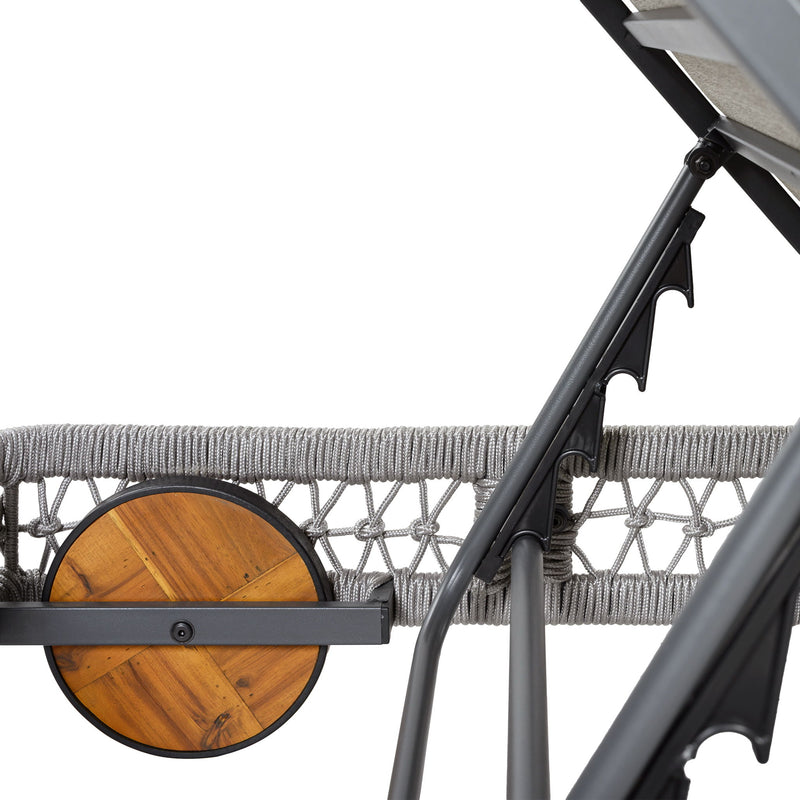 Outdoor Chaise Lounge & Wheels, 5 Position Adjustable Backrest
