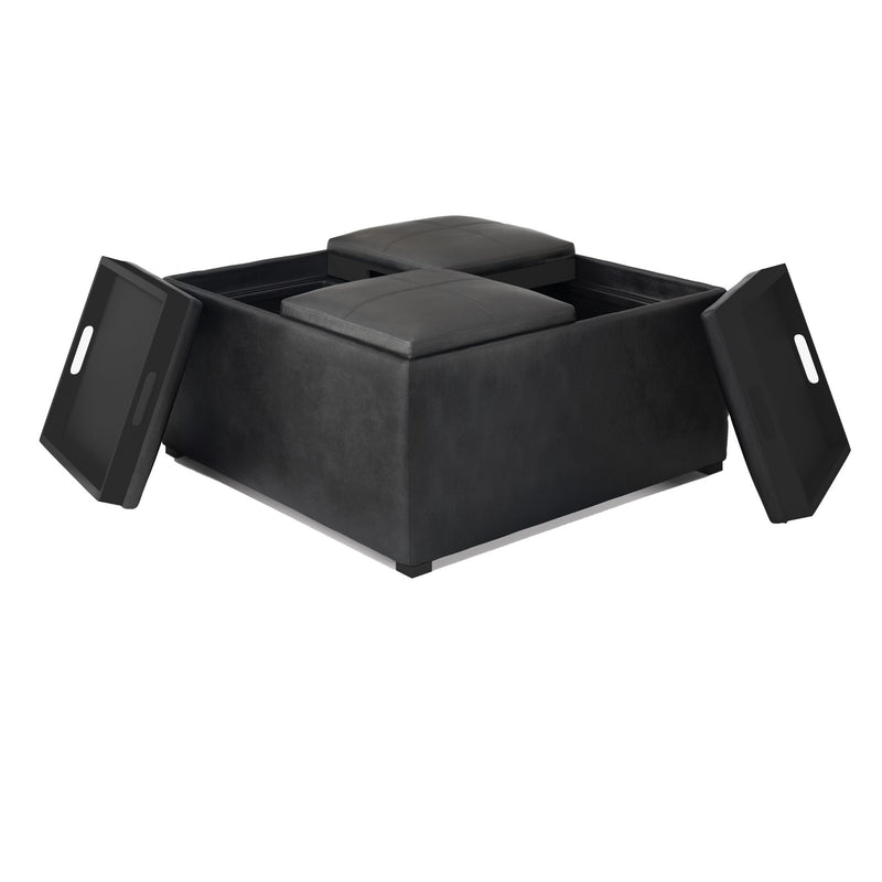 Avalon - Upholstered Square Coffee Table Storage Ottoman - R&R Furniture Gallery (Fountain Valley, CA)