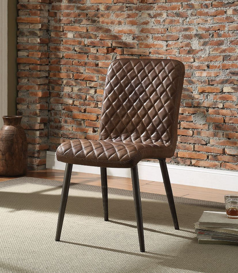 Millerton - Side Chair (Set of 2) - Vintage Chocolate Top Grain Leather & Antique Black - R&R Furniture Gallery (Fountain Valley, CA)
