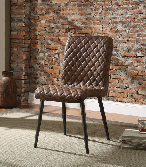 Millerton - Side Chair (Set of 2) - Vintage Chocolate Top Grain Leather & Antique Black - R&R Furniture Gallery (Fountain Valley, CA)