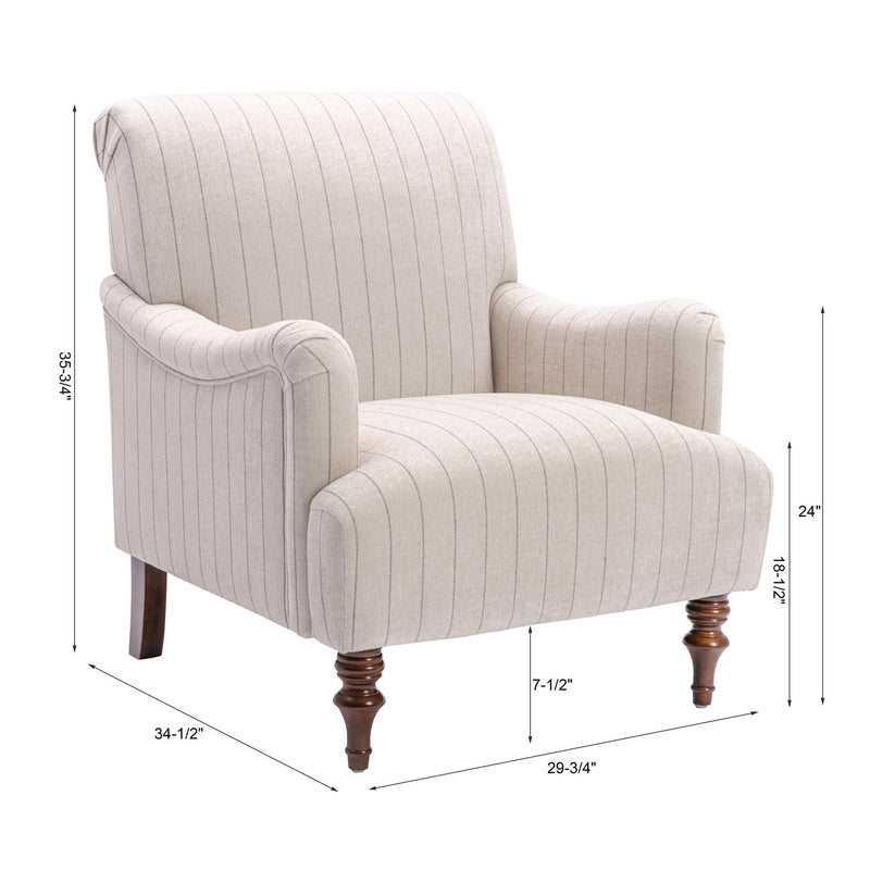 Sylvia - Striped Arm Chair - Natural - R&R Furniture Gallery (Fountain Valley, CA)