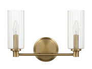 Regal - Double Light Vanity With Clear Ribbed Satin - Antique Brass / Clear - R&R Furniture Gallery (Fountain Valley, CA)